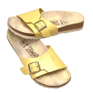 Birkenstock Catalina Birki’s Yellow Slide Sandal Birko-Flor Size: 7 Med/Narrow